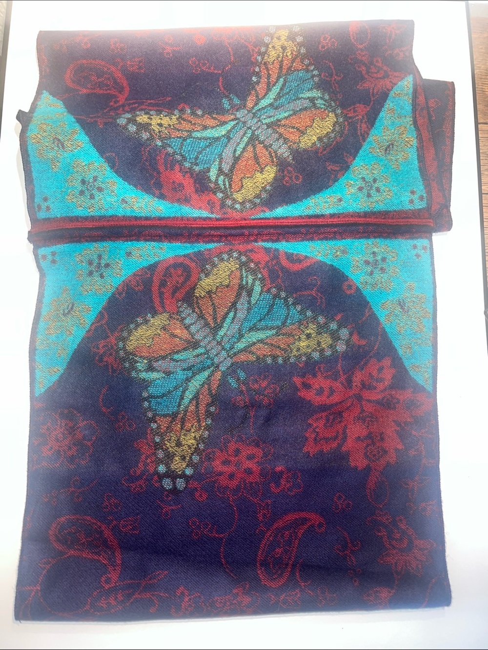 Women's Infinity Scarf - Rich Multicolor 100% Cashmere Soft Woven Butterfly
